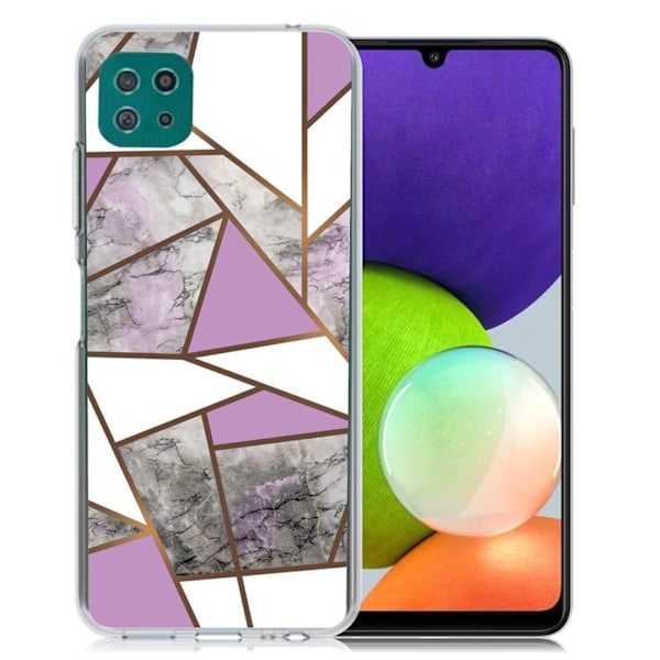 Marble Samsung Galaxy A22 5G Etui - Lilla / Hvid / grå marmor Multicolor