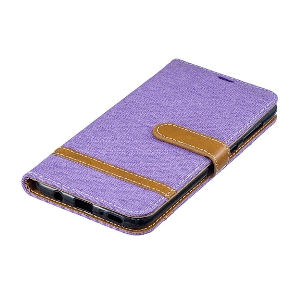 Samsung Galaxy A70 tofarvet jeans lædercover - lilla Purple