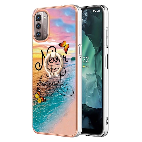 Marble Patterned Suojakuori With Ring Holder For Nokia G11 / G21 - Never Stop Dreaming Multicolor
