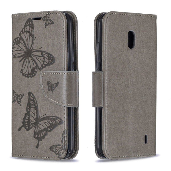 Butterfly läder Nokia 2.2 fodral - Silver/Grå Silvergrå