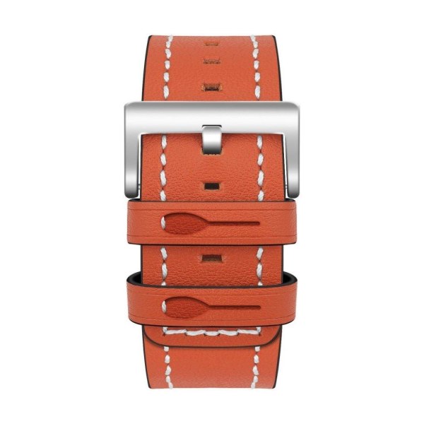 Fitbit Versa klockarmband äkta läder koskinn rostfri stål – Oran Orange
