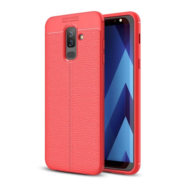 Samsung Galaxy A6 Plus (2018) och A9 Star Lite mobilskal TPU material skyddande böjbar litchi textur - Röd Röd