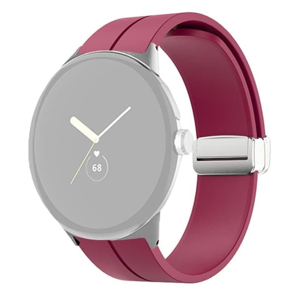 Google Pixel Watch silikone-urrem - Sølvspænde / Rødvin Red