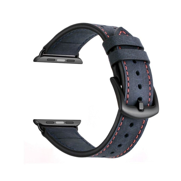 Crazy Horse Apple Watch Series 5 44mm klockarmband i äkta läder - Blå Blå