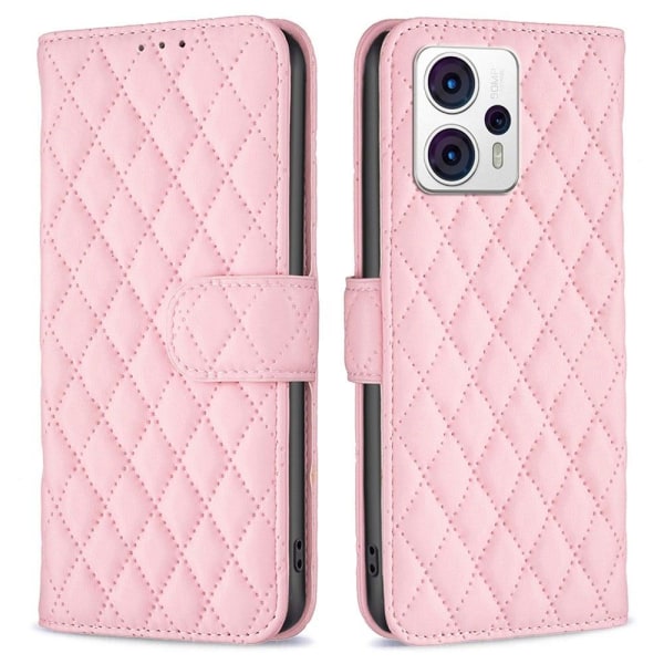 Rhombus mat Motorola Moto G23 / Motorola Moto G13 / Motorola Moto G53 flip etui - Lyserød Pink