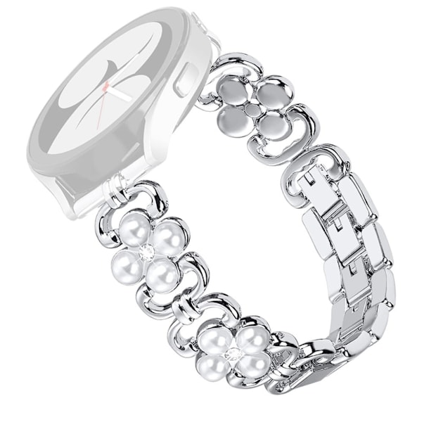 Samsung Galaxy Watch 5 / 5 Pro / (42mm) klockarmband i form av en blommig strasssten - Silver Silvergrå
