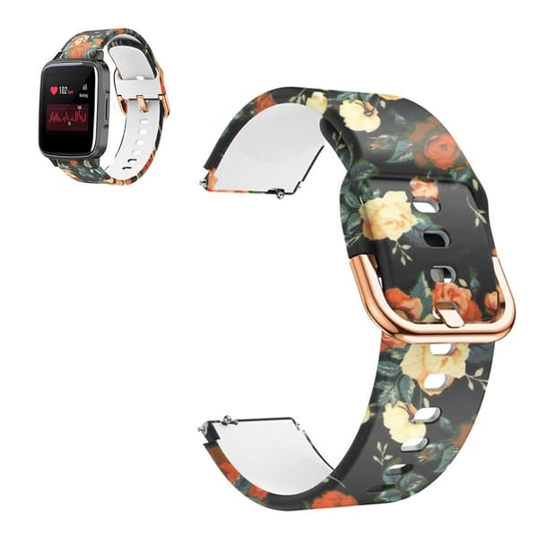 Haylou SmartWatch LS01 unik mønster silikone urrem - Rød Rose Multicolor