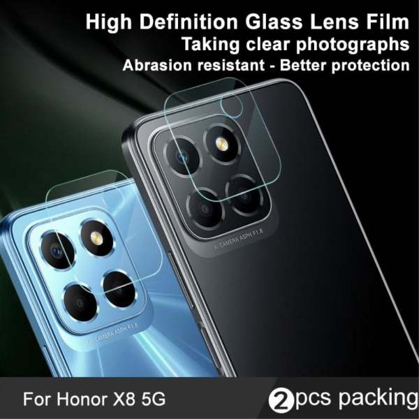 IMAK 2pcs ultra clear glass camera lens protector for Honor X8 Transparent