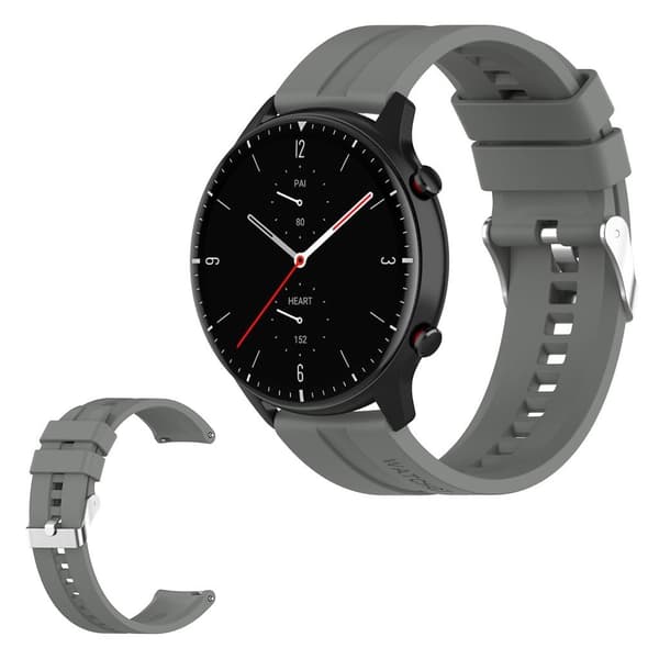 22mm silikoninen ranneke Amazfit-laitteille - Harmaa Silver grey