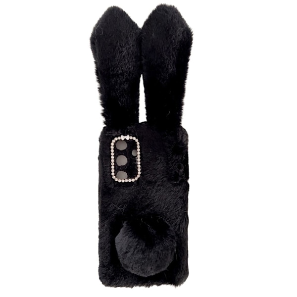 Fluffy Rabbit Samsung Galaxy S24 Plus Cover - Sort Black