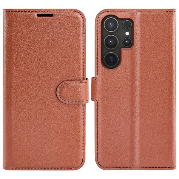 Klassisk Samsung Galaxy S25 Ultra flip etui - Brun Brown