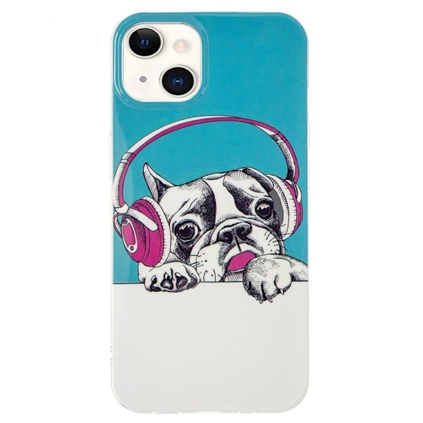 Deco iPhone 14 Etui - Headphone Hund Multicolor