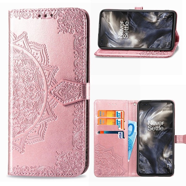 Mandala läder OnePlus Nord fodral - Rosa Rosa