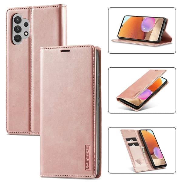 LC.Imeeke Samsung Galaxy A32 5G Læder Etui - Rødguld Pink