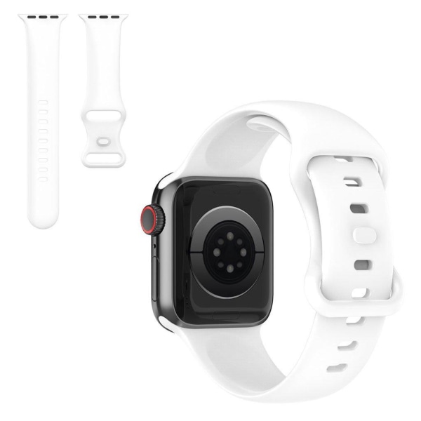 Apple Watch 42mm - 44mm ensfarvet silikoneurrem - Hvid / Størrelse: S White