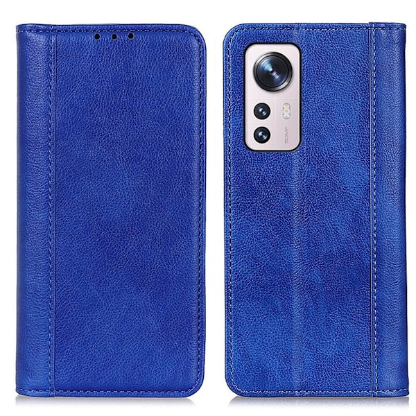 Äkta läder Xiaomi 12S / Xiaomi 12X / Xiaomi 12 fodral med magnetisk stängning Blå