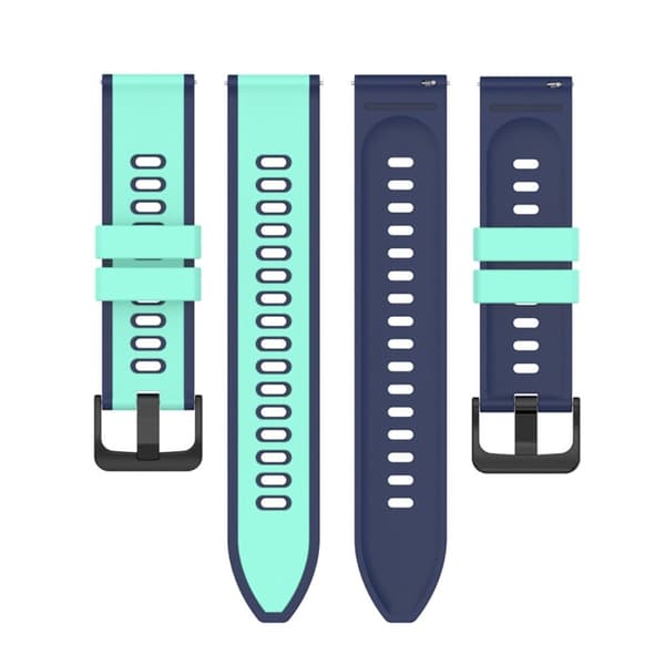 20 mm dubbelfärgat klockarmband i silikon för Samsung-klocka - Teal Grön / Blå Grön