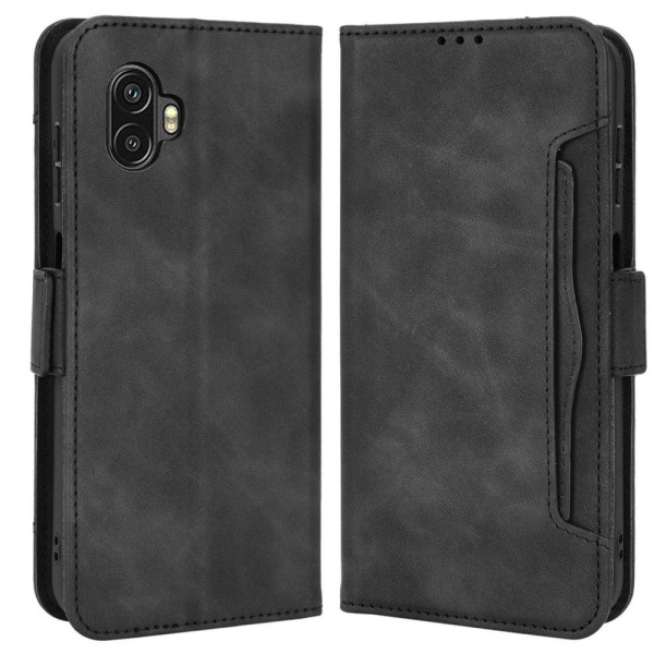 Modern-styled leather wallet case for Samsung Galaxy Xcover 6 Pr Black