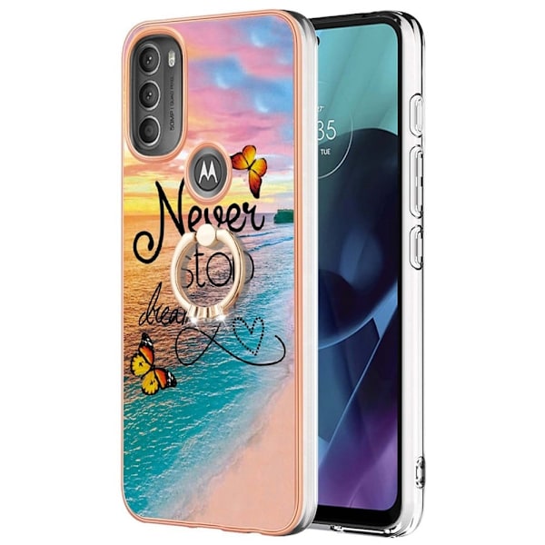 Marble Mønstret Cover med Ring Holder til Motorola Moto G71 5G - Never Stop Dreaming Multicolor