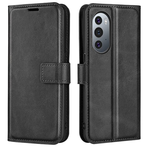 Læderetui med Pung til Motorola Edge 30 Pro / Edge X30 - Sort Black