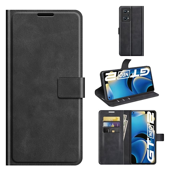 Lompakko Nahkakotelo For Realme Gt Neo 3t / Gt Neo2 / Gt2 - Musta Black
