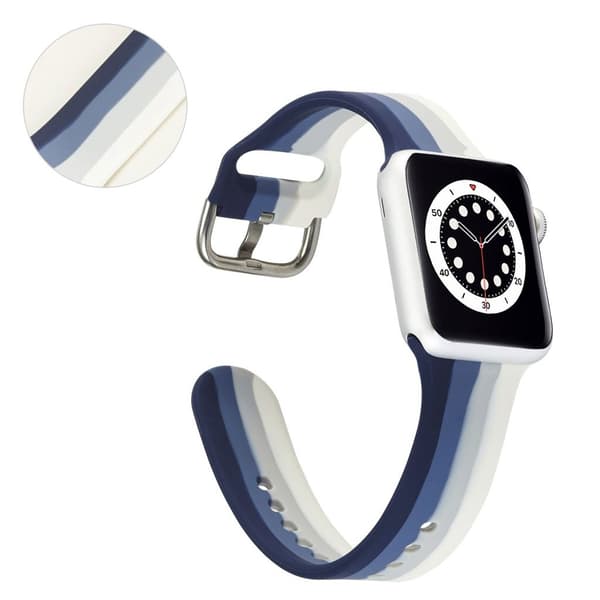 Apple Watch 40 mm regnbuestripet klokkerem i silikon - Blå Blue