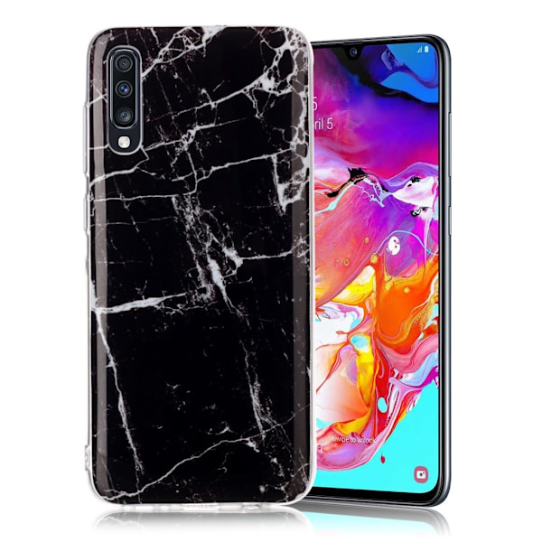 Marble Samsung Galaxy A70 Etui - Svart Marmor Black