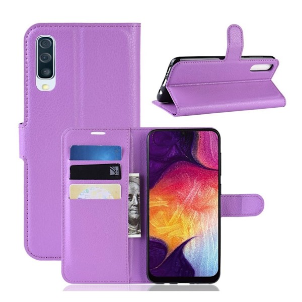 Samsung Galaxy A50 Litchi läderfodral - Lila Lila