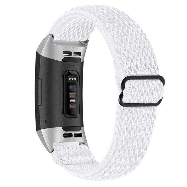 Fitbit Charge 4 / Charge 3 elastisk urrem i nylon - Hvid White