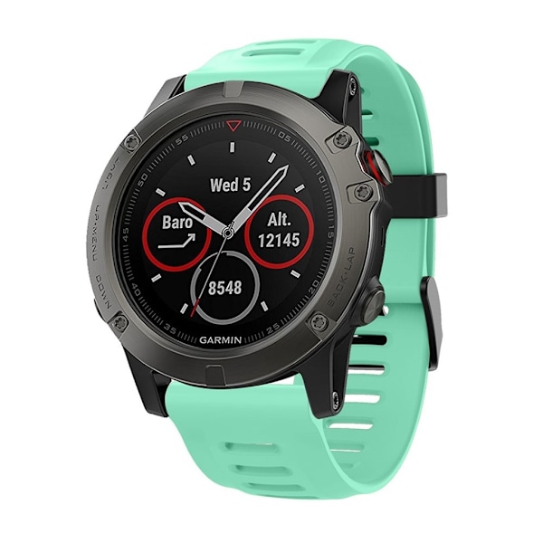 Garmin Fenix 5X / Fenix 3 silikoninen ranneke - Vaaleanvihreä Green
