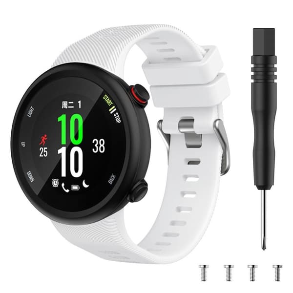 Garmin Forerunner 45S klockarmband med silverspänne i silikon - Vit Vit