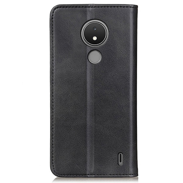 Nokia C21 flip etui i ægte læder med pung – Sort Black