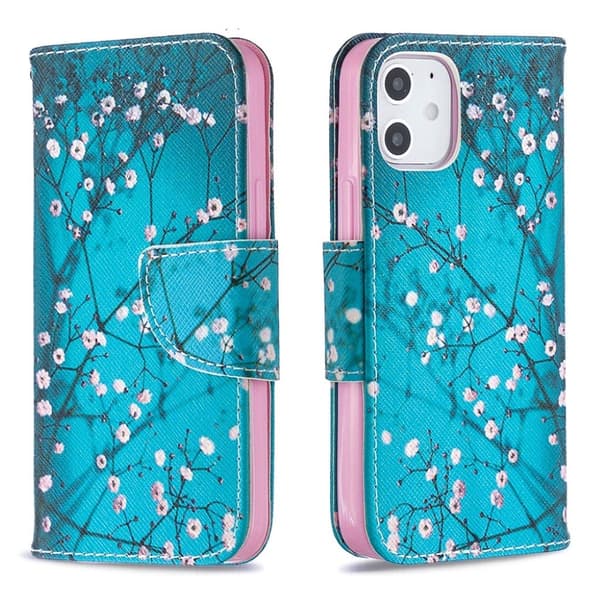 Wonderland iPhone 12 Mini flip etui - Træ Med Blomster Pink