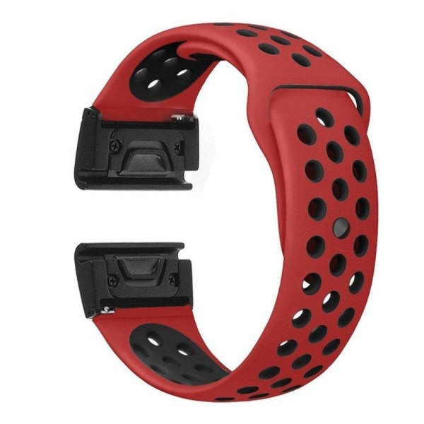 Garmin Fenix 5 / Forerunner 935 22mm tofarvet silikoneurrem - rød / sort Red