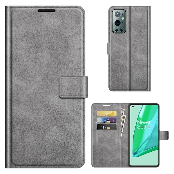 Wallet-style Læder Etui til Oneplus 9 Pro - Grå Silver grey
