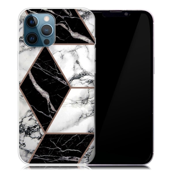 Marble iPhone 13 Pro Max Suojakotelo - Harmaa / Musta / Valkoinen Multicolor