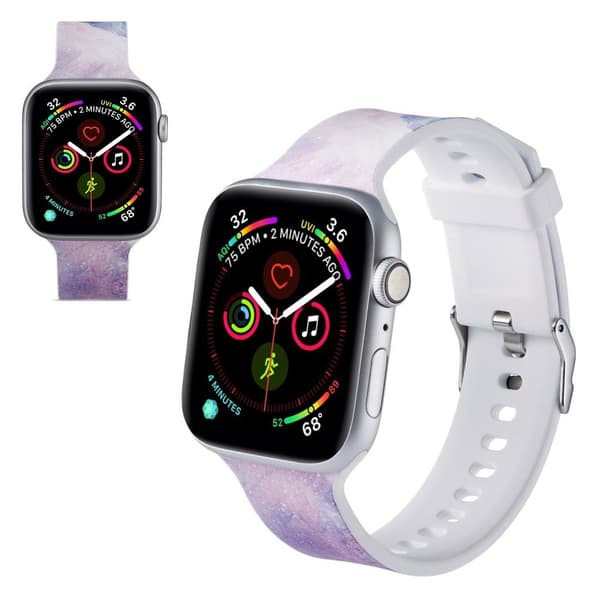 Apple Watch Series 5 44mm Mønster silikone urrem - Nebula Purple