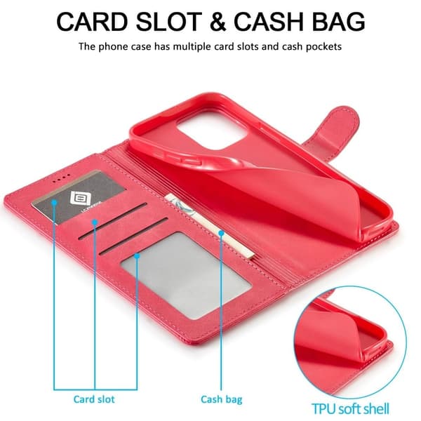 LC.IMEEKE iPhone 14 Pro flip etui - Rød Red