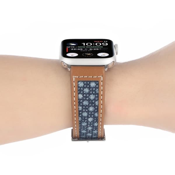 Apple Watch Series 8 (41mm) lærredsrem i læder - Brun / Brun Brown