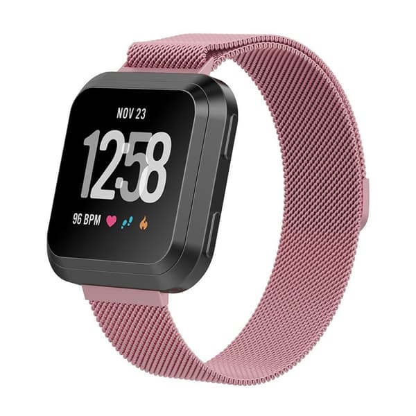 Fitbit Versa Klokkearmbånd laget av rustfritt stål, str. S - Rosa Pink
