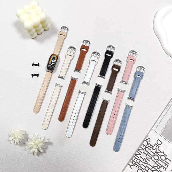 Klockarmband Xiaomi Smart Band 9 NFC / 9 / 8 NFC / 8 Klockarmband i mikrofiberläder med silverspänne - Blå Blå