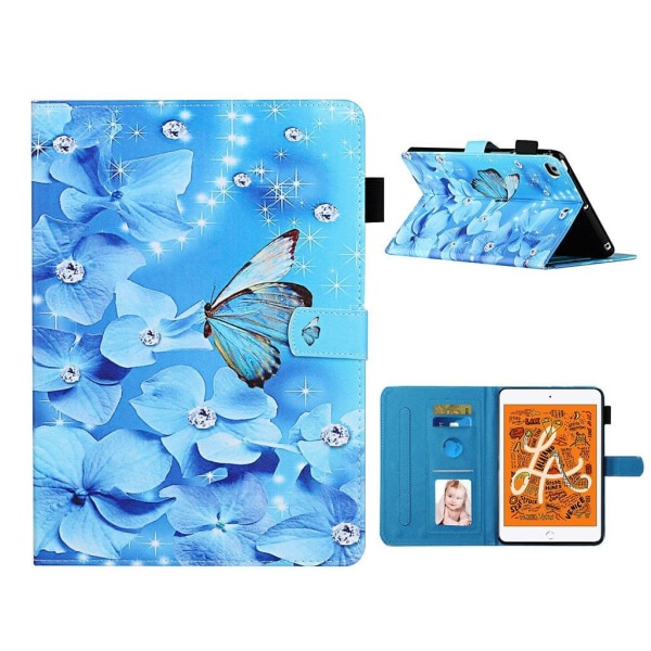 Mønstertryk læder kort slots tablet cover taske iPad Mini 1/2/3/ Blue