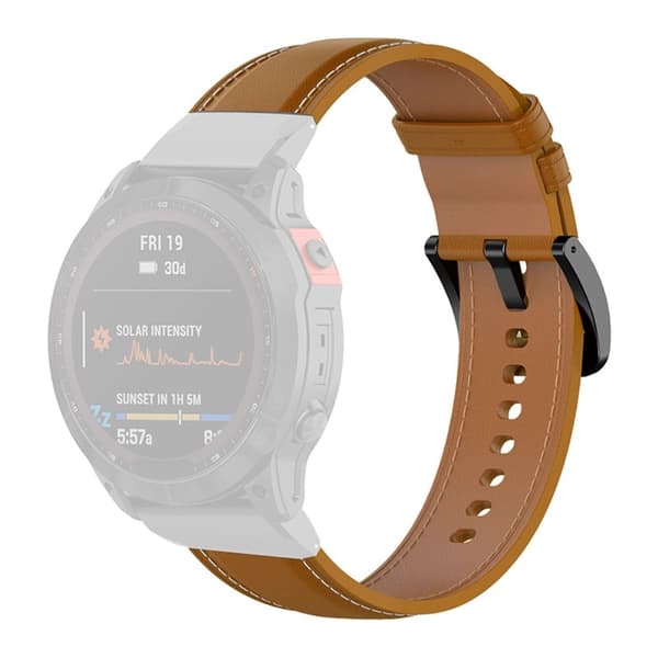 22 mm klockarmband i äkta läder för Garmin-klocka - Ljusbrun Brun