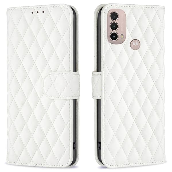 Rombemønster, matt flip-deksel for Motorola Moto E30 / Motorola Moto E40 - Hvit White