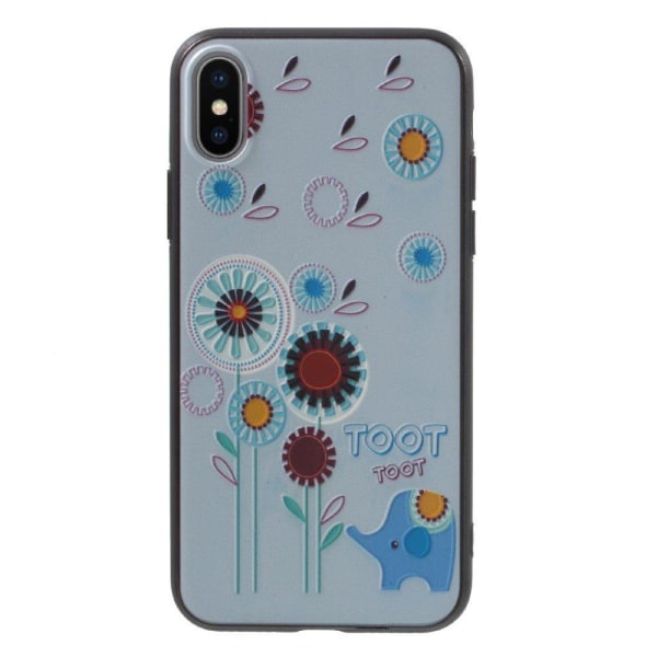 iPhone X-mønstret præget TPU etui - Blomstermønster Multicolor