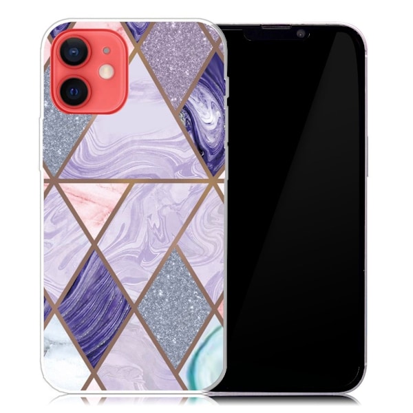 Marble design iPhone 13 Mini cover - Trekanter Og Diamantmarmor Multicolor