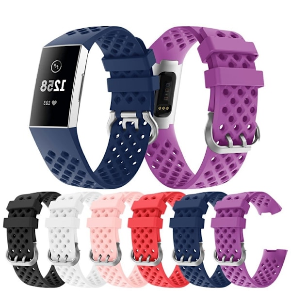 Fitbit Charge 4 / 3 square hole silicone watch band - Black Svart