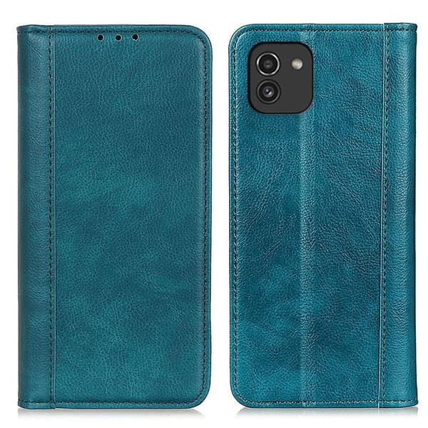 Ekte lærdeksel med magnetisk lukking for Samsung Galaxy A03 - Grønn Green