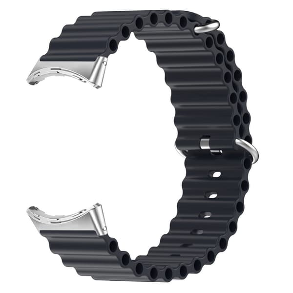 Google Pixel Watch silikoninen ranneke - Musta / Hopea Liitin Black