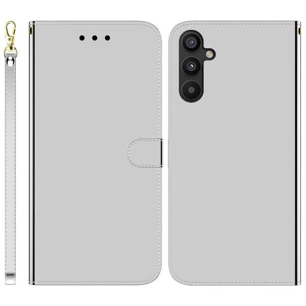Mirror Samsung Galaxy A34 5G Flip Fodral - Silver Silvergrå